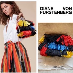 Diane von Furstenberg Raffia Fringe bucket bag